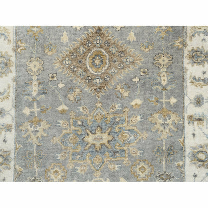 2'8"X17'10" Silver Karajeh Design Wool Hand Knotted Oriental Runner Rug
