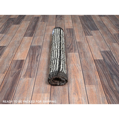 2'1"X2'8" White Moroccan Weave With Box Design Wool Hand Knotted Mat Rug