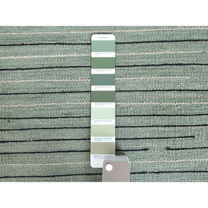 12'6"X15' Light Green Hand Woven Flat Weave Kilim Wool Reversible Rug