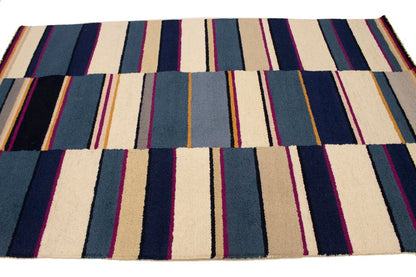 Hand-Tufted Multicolored Stripes Rug Modern Kids