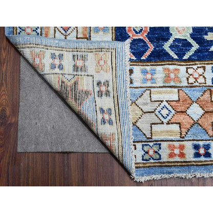 9'1"X11'4" Tufts Blue Anatolian Village Inspired Wool Hand Knotted Rug