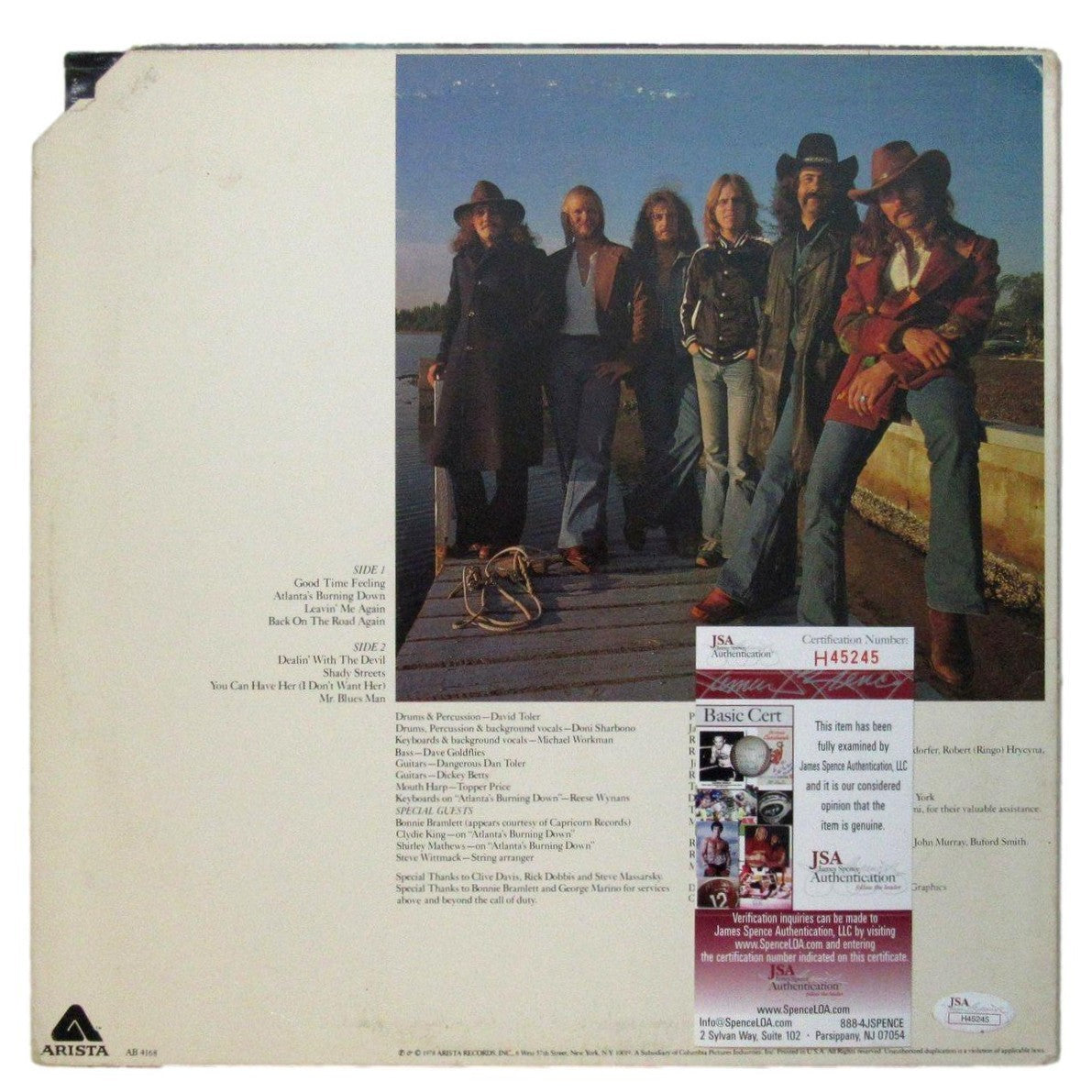 Dickey Betts Signed/Autographed Burning Down Album Allman Brothers Jsa 201221