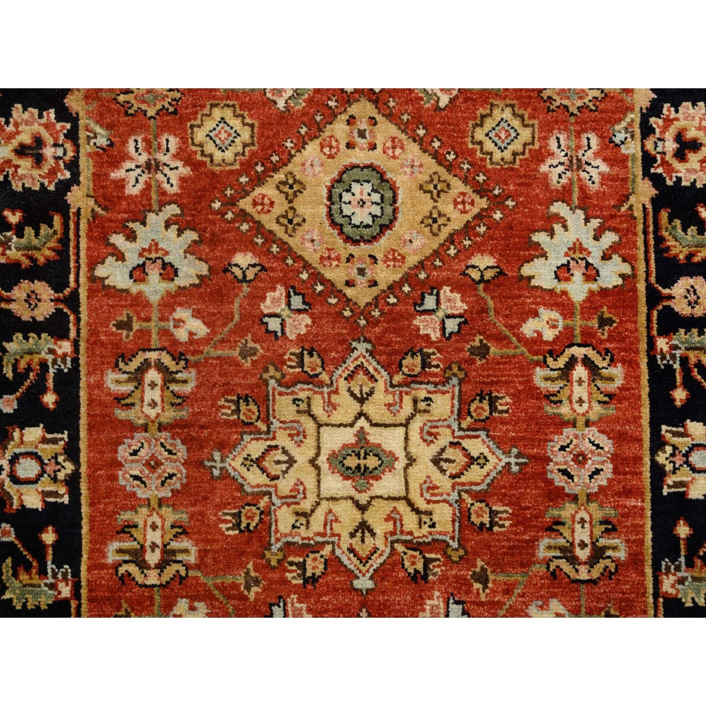 2'9"X12' Red Hand Knotted Karjihooz Design Pure Wool Runner Rug
