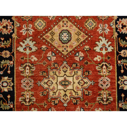 2'9"X12' Red Hand Knotted Karjihooz Design Pure Wool Runner Rug