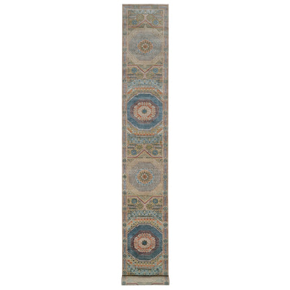 2'8"X19'10" Brown Rug Mamluk Design Hand Knotted Wool And Silk Xl Runner