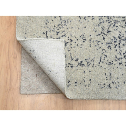 12'X18'2" Wool And Silk Hand Loomed Gray Fine Jacquard Oversized Rug