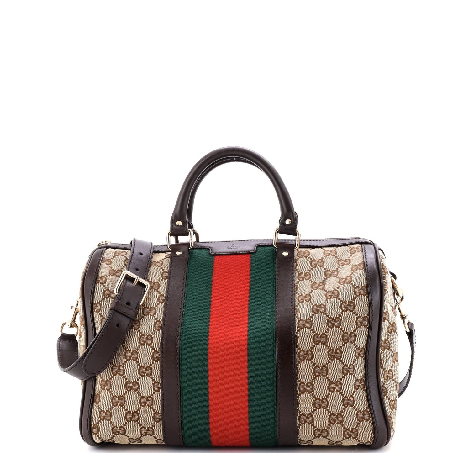 Gucci Vintage Web Boston Bag Gg Canvas Medium