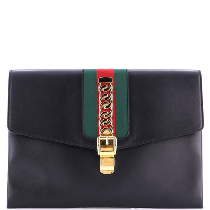 Gucci Sylvie Clutch Leather Maxi