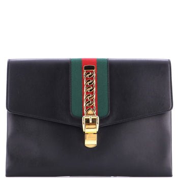 Gucci Sylvie Clutch Leather Maxi