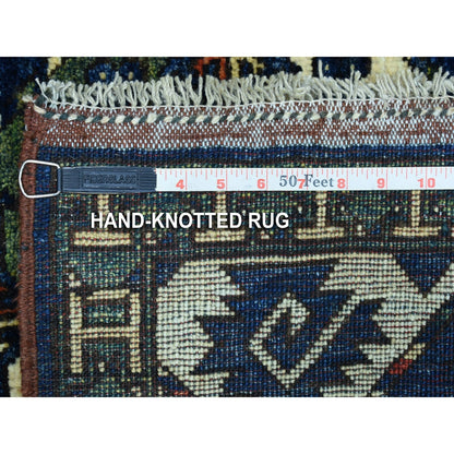 5'X6'10" Afghan Ersari Elephant Feet Design Organic Blue Hand Knotted Rug