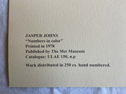 Jasper Johns Lithograph Met Museum Coa Numbered