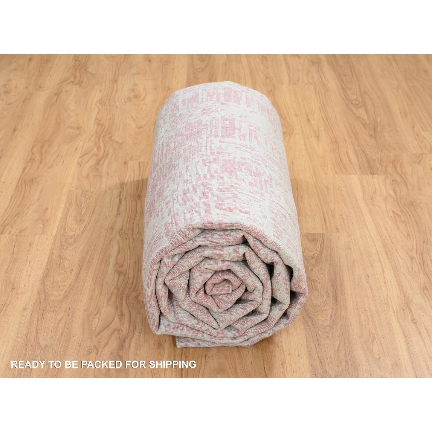 10'X14' Rose Pink Wool And Art Silk Jacquard Hand Loomed Rug