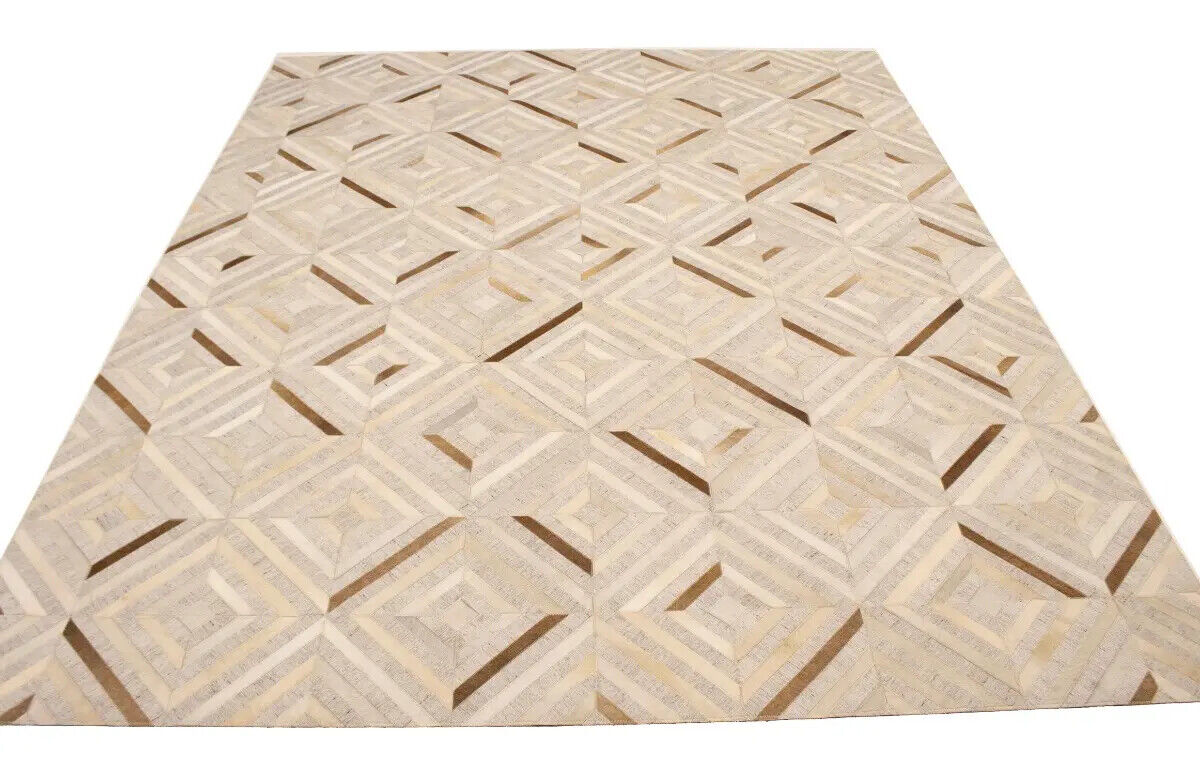Patchwork Modern Cowhide Leather Rug Contemporary