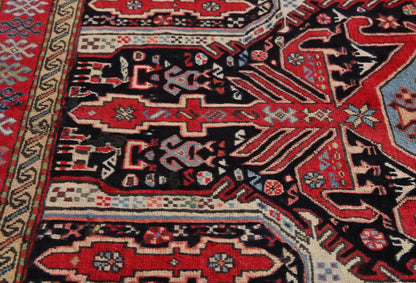 Red Tribal Geometric Design Oriental Rug 4X6 Ft