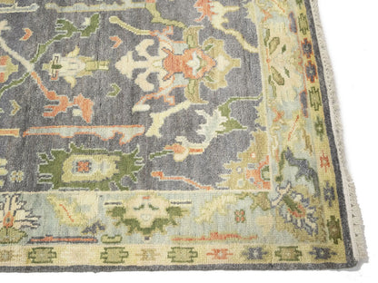 Handmade Floral Oushak Chobi Rug Colorfast