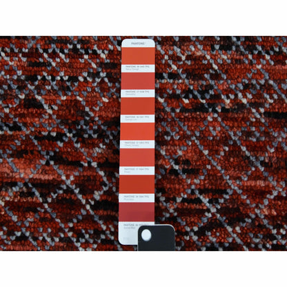 9'1"X12'1" Red Hand Knotted Modern Chiaroscuro Collection Pure Wool Rug
