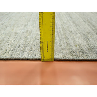 4'X6'1" Laurel Green Hand Knotted Plain Solid Design Pure Silk Rug