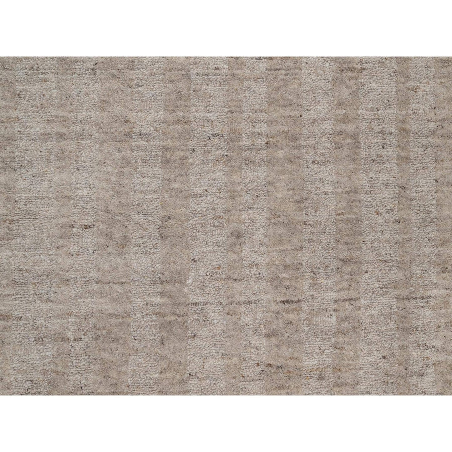 2'7"X12' Brown Pure Wool Vertical Stripes Design Hand Loomed Runner Rug