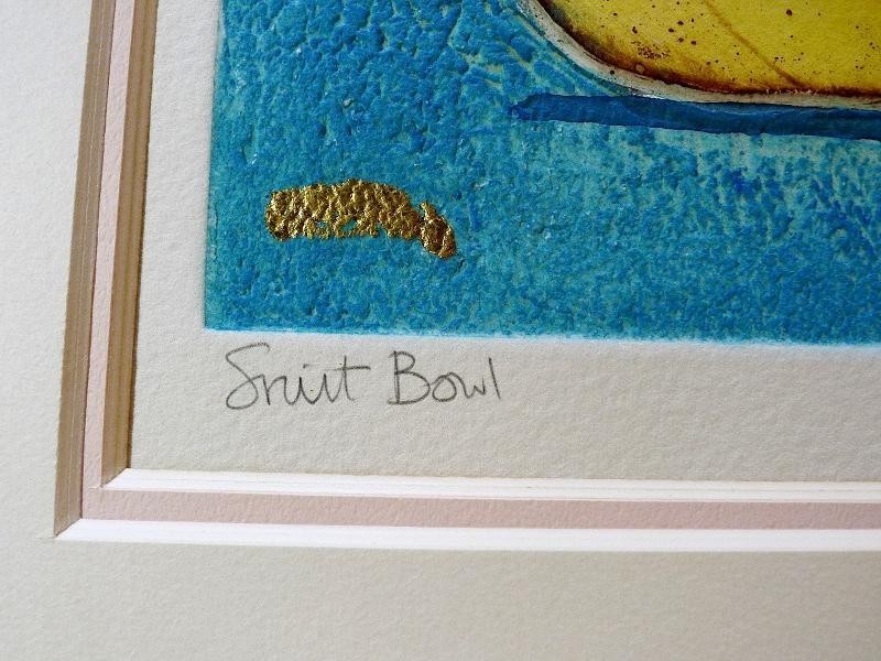 Mark Spain Hand Signed Etching "Fruit Bowl" Embossed Gold Leaf Limited Ed 42/250
