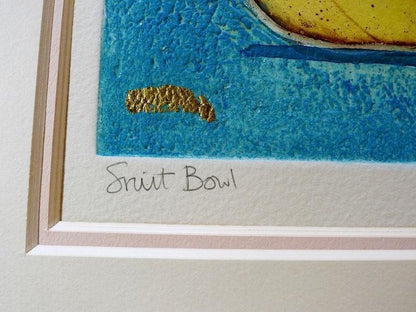 Mark Spain Hand Signed Etching "Fruit Bowl" Embossed Gold Leaf Limited Ed 42/250