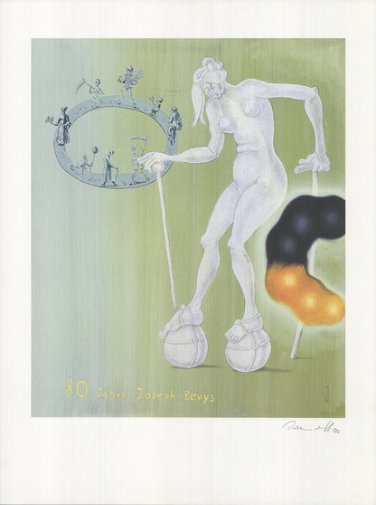 Joseph Bueys SIGNED 31.5" x 23.75" Offset Lithograph 80 Jahre JORG IMMENDORF