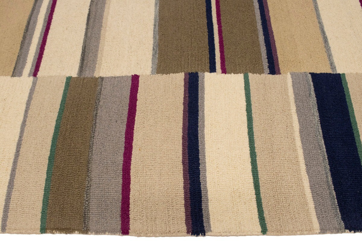 Thick Pile Hand-Tufted Wool Multicolored Stripes