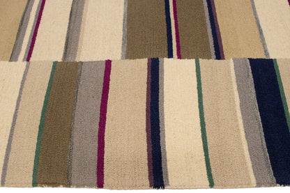 Thick Pile Hand-Tufted Wool Multicolored Stripes