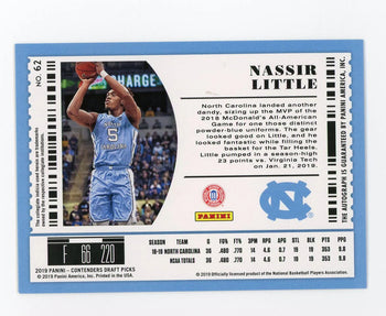 Nassir Little 2019-20 Panini Contenders Draft Picks Cracked Ice #62 Auto Rc /23