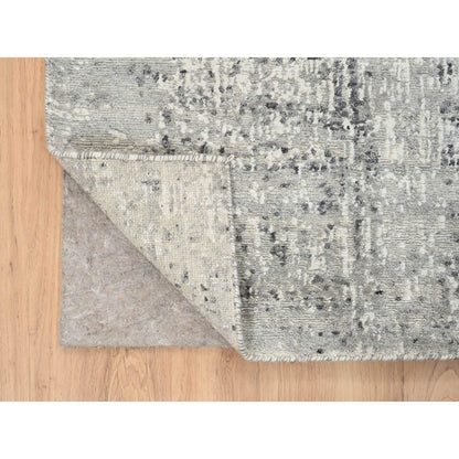 2'7"X6' Light Gray Natural Wool Hand Knotted Modern Design Runner Rug