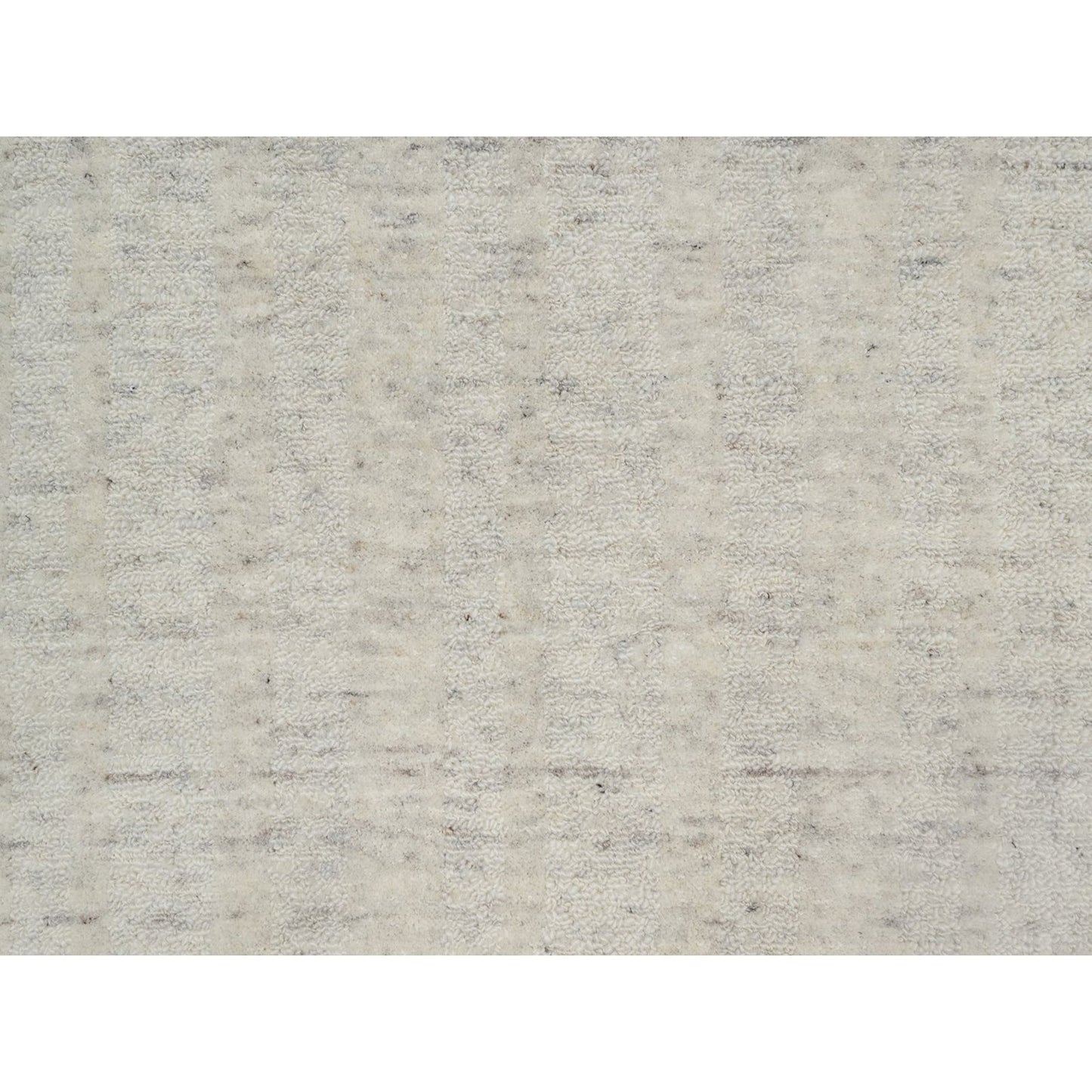 2'6"X12' Ivory Vertical Stripe Design Hand Loomed Natural Wool Runner Rug