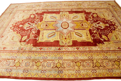 Antique-Washed Ziegler Rug Rusty Red Pakistani Handmade Wool Carpet 8'3X11'5 ft