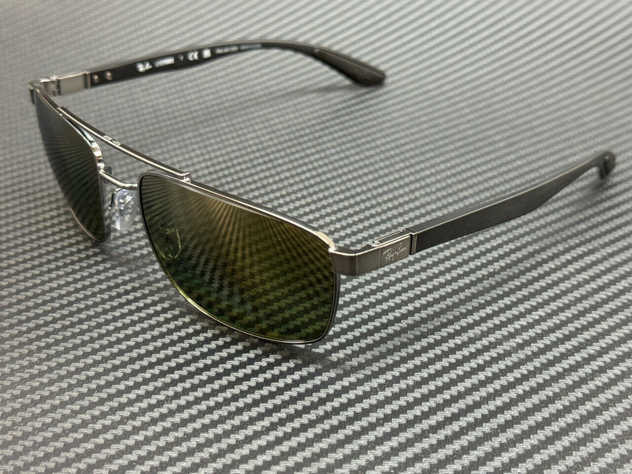 RAY BAN RB3737CH 004 6O Gunmetal Green Polarized