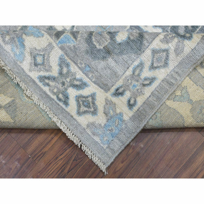 8'X9'10" Wool Hand Knotted Gunmetal Gray Afghan Angora Oushak Rug