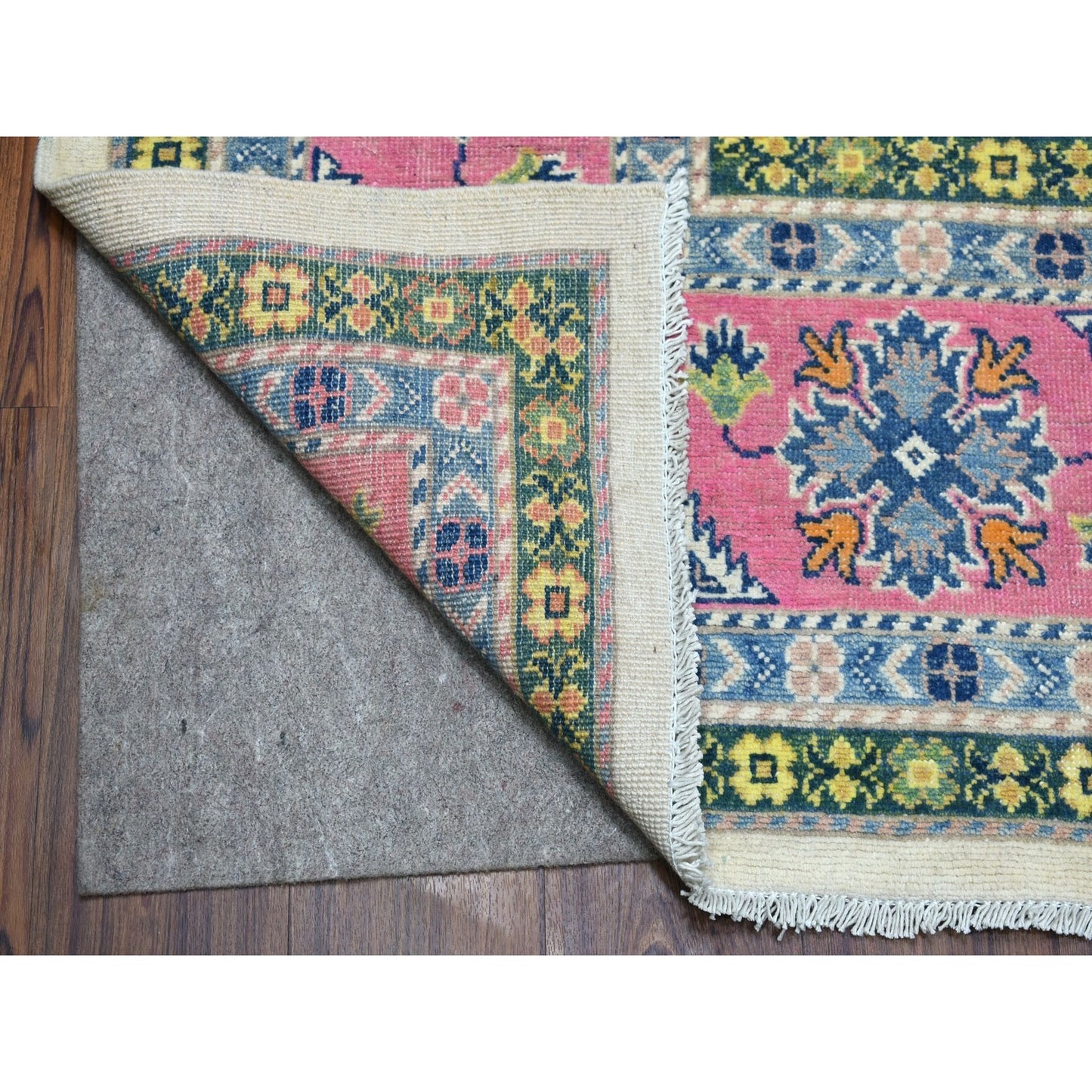 8'10"X11'6" Colorful Ivory Fusion Kazak Natural Wool Hand Knotted Rug