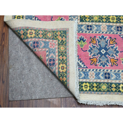 8'10"X11'6" Colorful Ivory Fusion Kazak Natural Wool Hand Knotted Rug