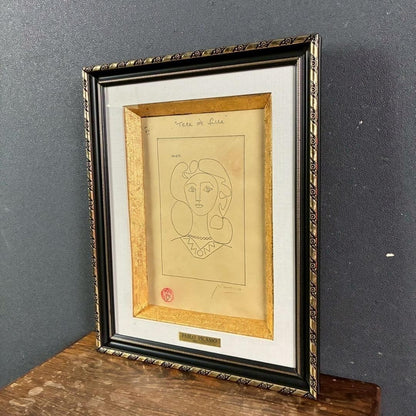 Pablo Picasso La Femme Au Collier Lithograph, Estate Stamp, Framed W/ Box