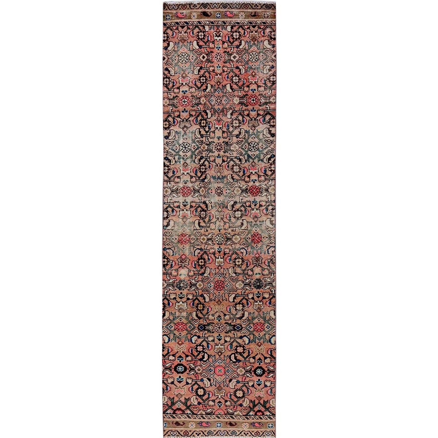 2'3"X9'2" Pink Vintage Zoroastrian Khamadan Hand Knotted Wool Runner Rug