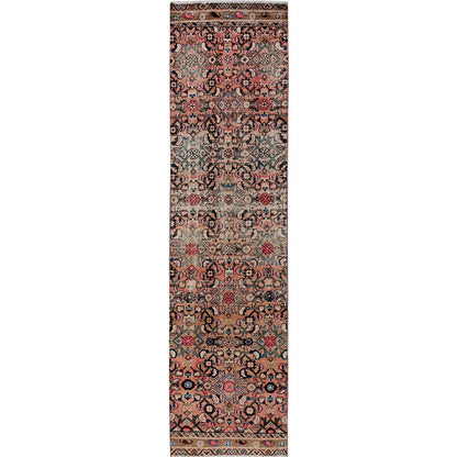 2'3"X9'2" Pink Vintage Zoroastrian Khamadan Hand Knotted Wool Runner Rug