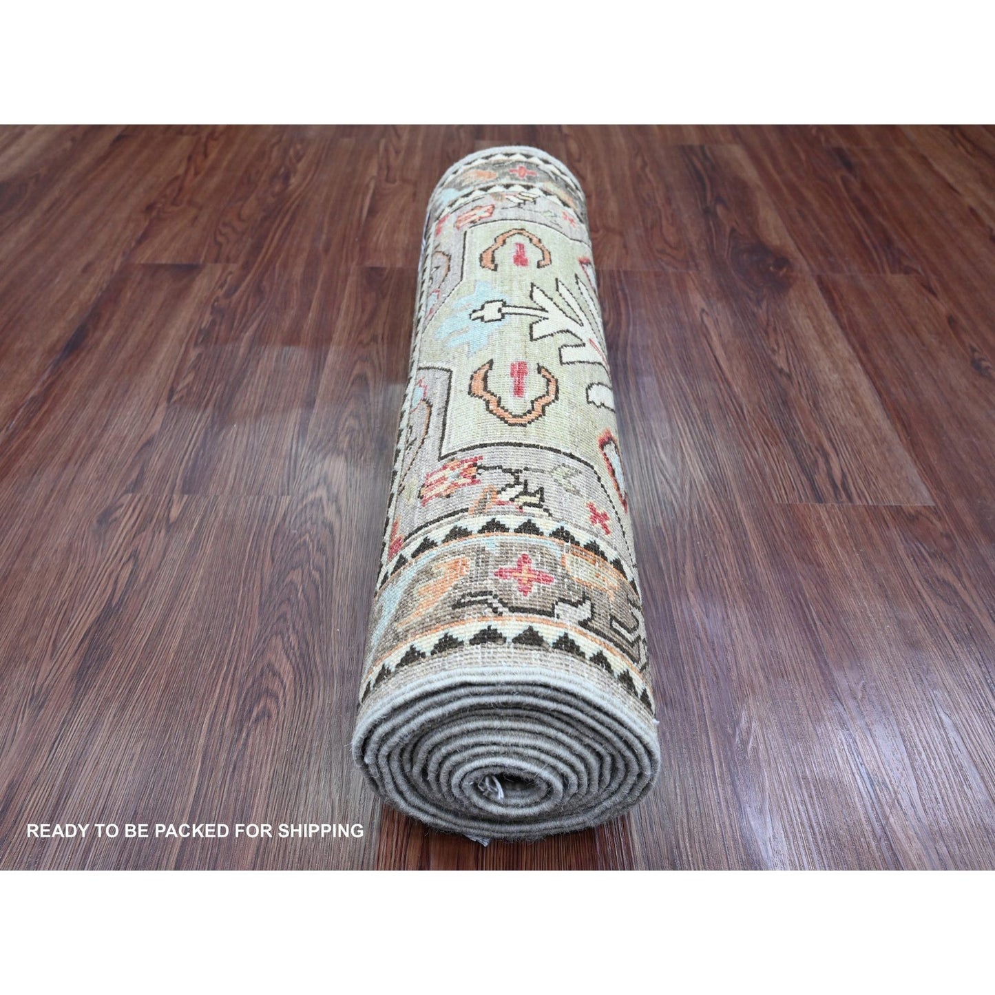 2'6"x11'5" Gray Caucasian Akstafa Design All Wool Hand Knotted Runner Rug