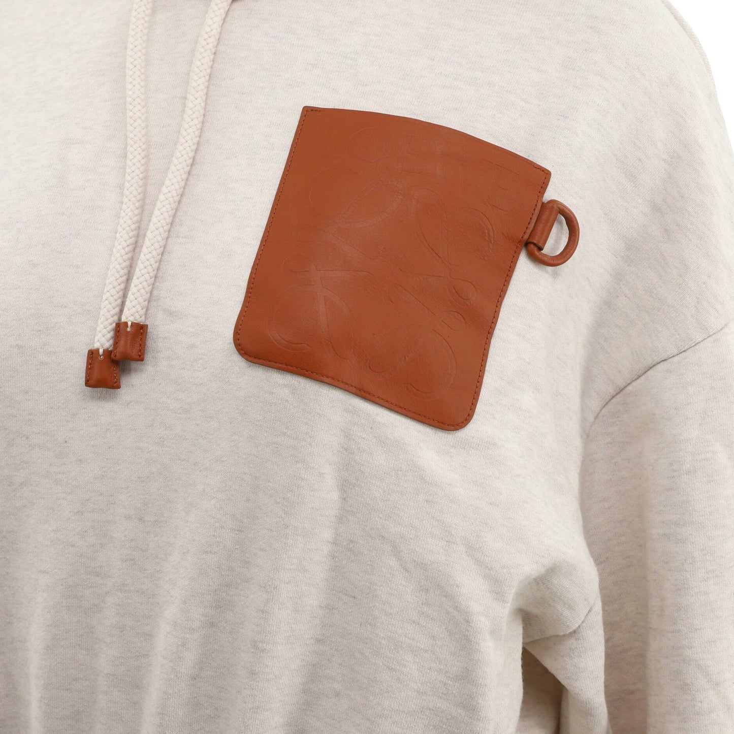 Loewe Women'S Anagram Pocket Hoodie Cotton With Leather