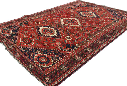 Semi-Antique Wool Oriental Rug 5'9X8'3Tribal Farmhouse Boho Foyer Carpet