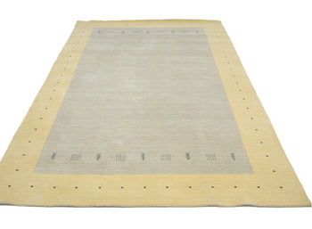 Hand-Loomed Gabbeh Border Rug Plush Tribal Carpet