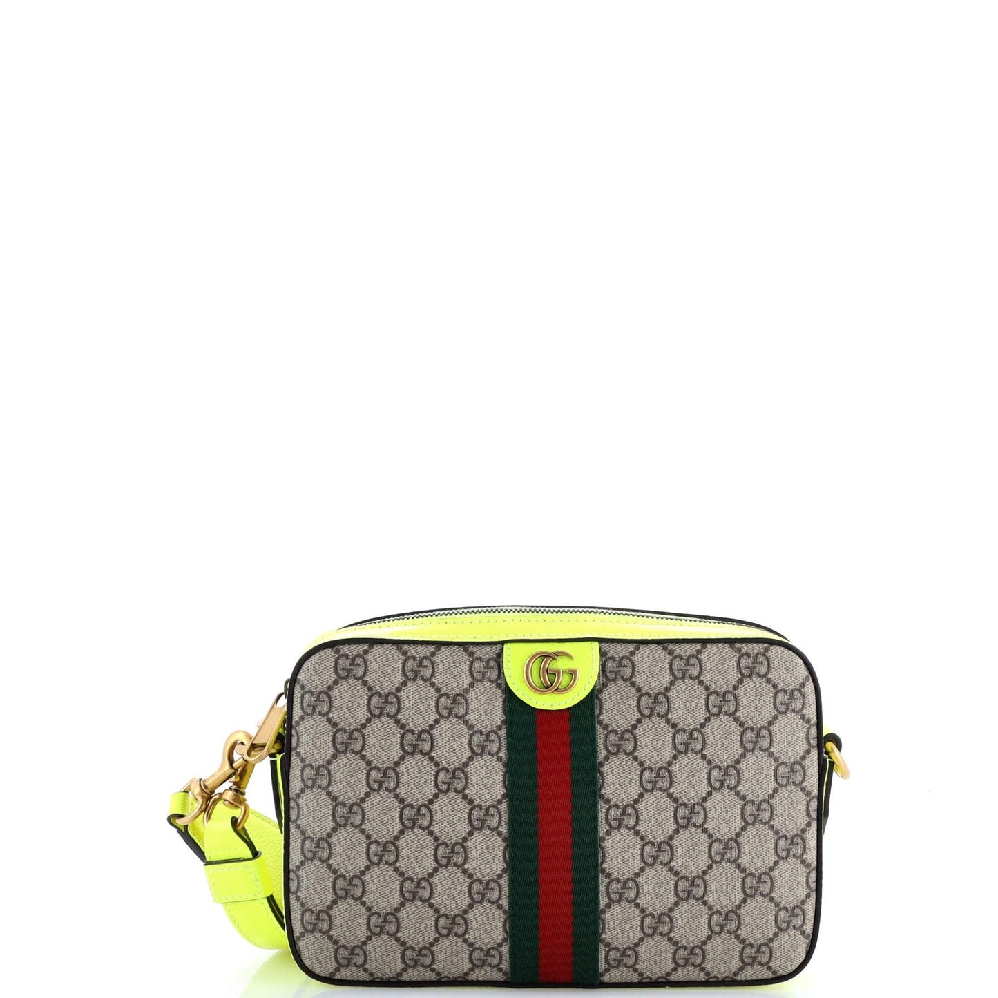 Gucci Ophidia Convertible Camera Bag Gg Coated Canvas With Leather Small