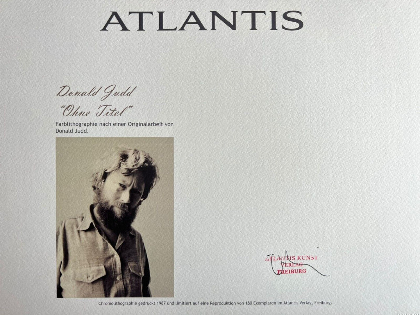 Donald Judd Lithograph Coa Signed Op Numbered Stamped 180 Exe