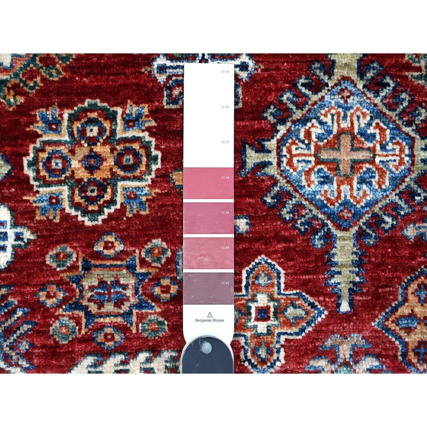 6'1"X9'3" Currant Red Hand Knotted Super Kazak Geometric Oriental Rug