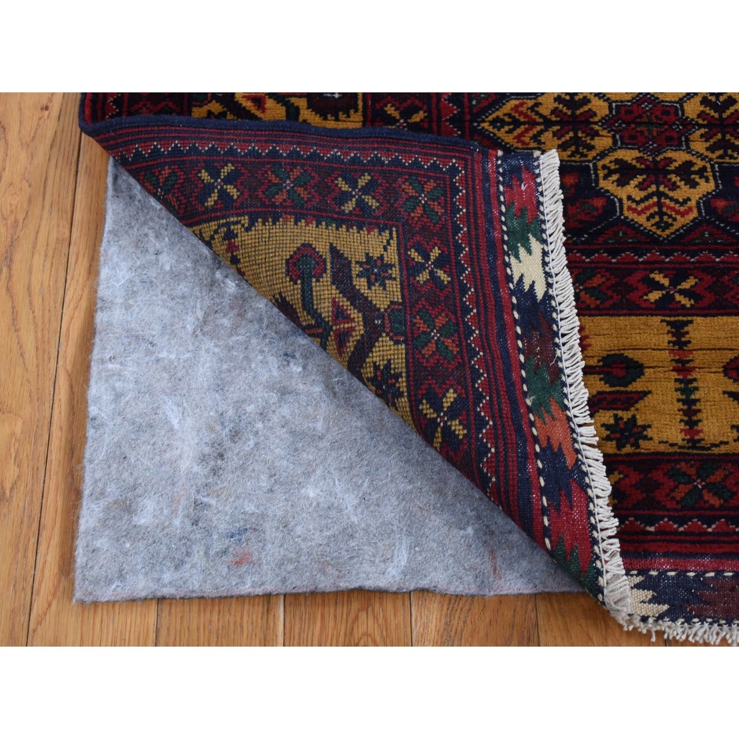 3'X10'2" Red Afghan Khamyab Shiny Wool Hand Knotted Runner Rug