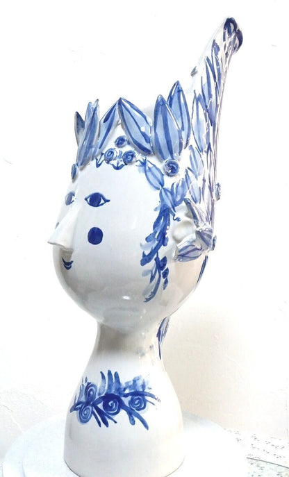 Handmade BJORN WIINBLAD Flower Vase "Girl from Arles" Blue House Ceramic