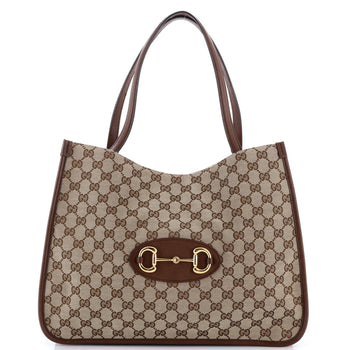 Gucci Horsebit 1955 Tote Gg Canvas With Leather Medium