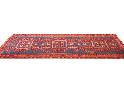 Semi-Antique Oriental Runner Rug Tribal Geometric Kitchen Hallway Decor 4X10 ft