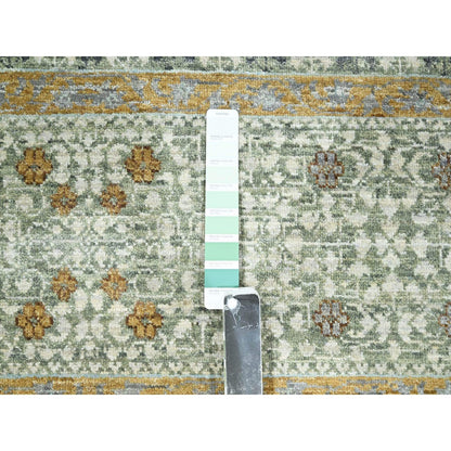 8'2"X10'4" Pistachio Green Mamluk Design Wool Hand Knotted Oriental Rug